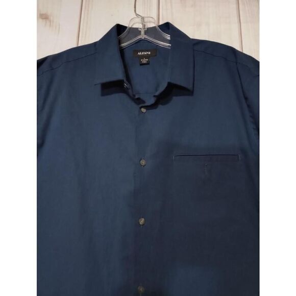 Alfani Shirt Men's Large‎ Blue Short Sleeve Button Down - Picture 3 of 6